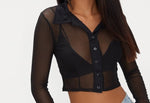 Load image into Gallery viewer, Black Mesh Top/Shirt
