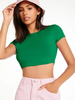 Load image into Gallery viewer, Green Solid Mock Neck Crop Top
