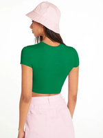 Load image into Gallery viewer, Green Solid Mock Neck Crop Top
